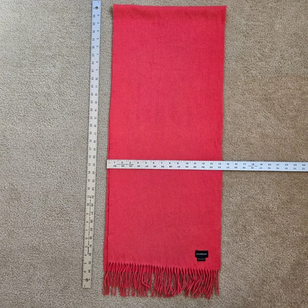 Cashmere Fringed Scarf Pink Alashan Lux - Picture 6 of 7